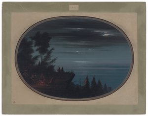 Wioska Nayas w nocy autorstwa George Catlin