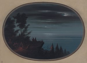 Wioska Nayas nocą, 18551869. autorstwa George Catlin