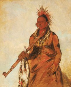 No-o-mún-nee, Spacery w deszczu, wojownik, 1832. autorstwa George Catlin