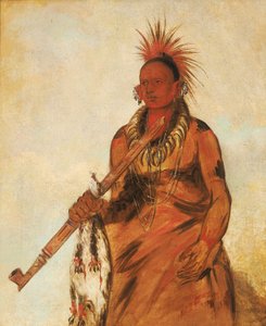 No-o-mún-nee, Chodzi w deszczu, wojownik autorstwa George Catlin