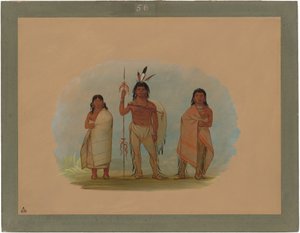Wódz Ottawy, jego żona i wojownik autorstwa George Catlin