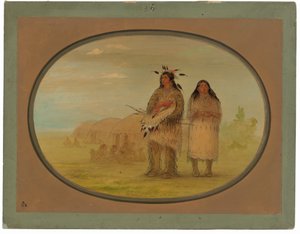 Wódz Riccarree i jego żona autorstwa George Catlin