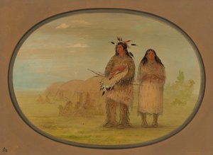 Wódz Riccarree i jego żona, 18611869. autorstwa George Catlin