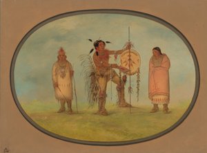 Saukie Warrior, jego żona i chłopiec, 18611869. autorstwa George Catlin