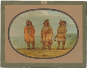 Seneca Chief, czerwona kurtka, z dwoma wojownikami autorstwa George Catlin