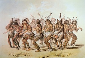Sioux Bear Dance (kolor lito) autorstwa George Catlin