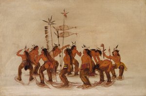 Taniec na rakietach śnieżnych przy pierwszych opadach śniegu autorstwa George Catlin