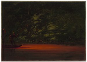 Połów włócznią przy świetle pochodni na Amazonce autorstwa George Catlin