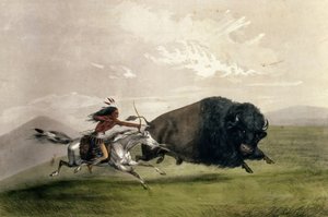 The Buffalo Chase „Singling Out”, wyd. autorstwa Currier i Ives autorstwa George Catlin