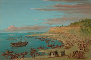 Gryf wchodzący do portu w Mackinaw. 27 sierpnia 1679, 18471848. autorstwa George Catlin