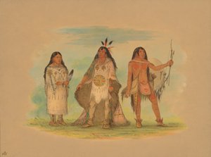 Trzej Indianie Minatarree, 1861. autorstwa George Catlin
