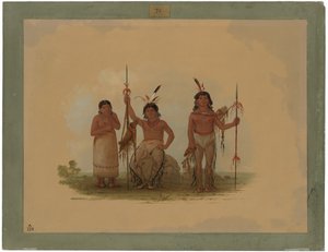 Dwóch wojowników Arapaho i kobieta autorstwa George Catlin