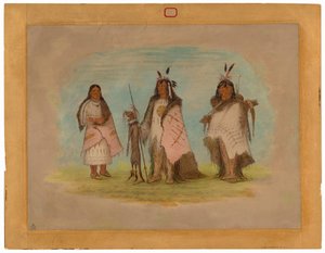Dwóch wojowników Czarnych Stóp i kobieta autorstwa George Catlin