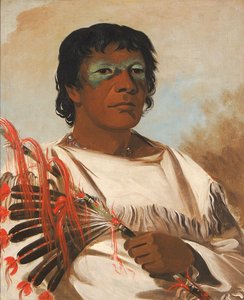 Wah-pe-kée-suck, Biała Chmura (zwany Prorokiem), doradca Czarnego Jastrzębia. autorstwa George Catlin