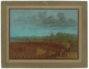 Taniec wojenny Saukies autorstwa George Catlin