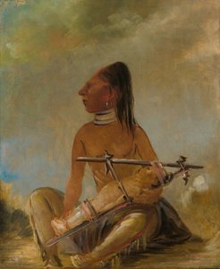 Kobieta i dziecko, pokazujące, jak głowy dzieci są spłaszczone autorstwa George Catlin