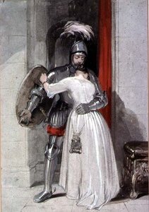 Dama i Rycerz (akwarela) autorstwa George Cattermole