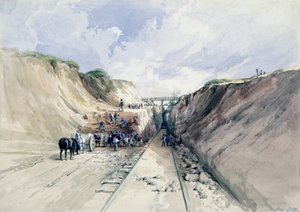 Kopanie przekopu na Great Western Railway, 1841 (wc na papierze) autorstwa George Childs