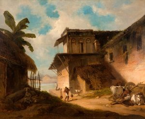 Scena wsi bengalskiej, 1821. autorstwa George Chinnery