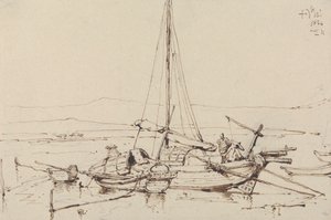 Chińskie łodzie, 1834 autorstwa George Chinnery