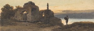 Świątynia nad jeziorem autorstwa George Chinnery
