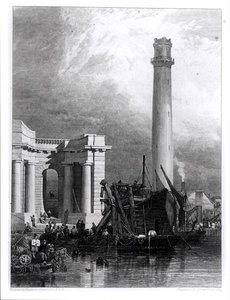 Wieża strzałowa i most Waterloo, grawerowane przez G. Cooke autorstwa George Clarkson (after) Stanfield