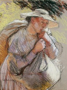 Chłopka (pastel na papierze) autorstwa George Clausen