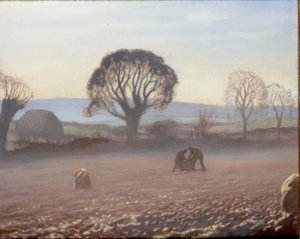 Jesienny poranek – zbiory ziemniaków autorstwa George Clausen