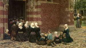 Msza święta w wiosce rybackiej na Zuyder Zee, Holandia, 1876