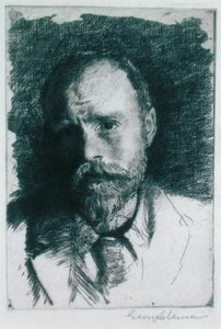 Autoportret, ok.1895 (akwaforta) autorstwa George Clausen