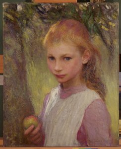 Nieśmiałe dziecko 1897, przerobione 1907 (olej na płótnie) autorstwa George Clausen
