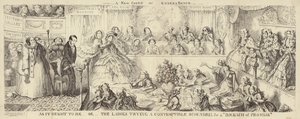 Satyryczna kreskówka Ławeczka Królowej autorstwa George Cruikshank
