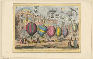 Scena z farsy „Lofty Projects”, wystawionej z wielkim sukcesem dla korzyści i rozrywki Johna Bulla autorstwa George Cruikshank