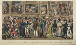 — Dobrze rozplanowany szyling. Tom i Jerry na wystawie obrazów w Royal Academy”, „Życie w Londynie itp.”, Pierce Egan autorstwa George Cruikshank