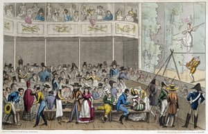 Pokaz akrobatyczny w Café de la Paix - w „Życiu w Paryżu” Davida Careya, Londyn autorstwa George Cruikshank