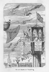 Air-um, Scare-um Podróżowanie – czyli antycypacja przyszłości latania w 1843 roku autorstwa George Cruikshank