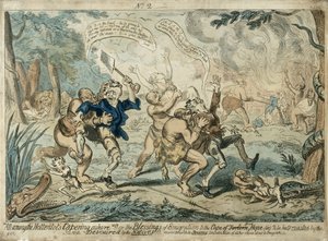 All Among the Hottentots Capering Ashore..., opublikowane 7 września 1819 r. autorstwa George Cruikshank
