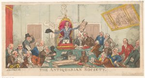Versammlung der Society of Antiquaries autorstwa George Cruikshank