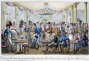 Kolumny Café des Milles - w „Życiu w Paryżu” Davida Careya, Londyn autorstwa George Cruikshank