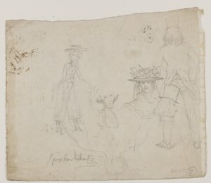 Studia postaci (ołówek, długopis i tusz na papierze) autorstwa George Cruikshank