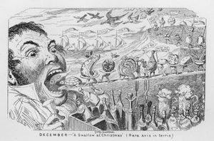 Grudzień, Jaskółka na Boże Narodzenie (grawerowanie) autorstwa George Cruikshank