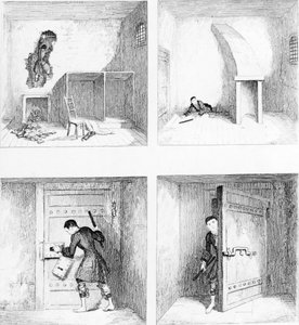 Ucieczka nr 1, z "Jacka Shepparda" W. H. Ainswortha, opublikowana w 1839 r. autorstwa George Cruikshank