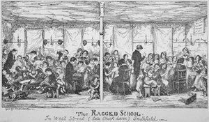 Field Lane Ragged School, Smithfield, City of London, 1850 autorstwa George Cruikshank