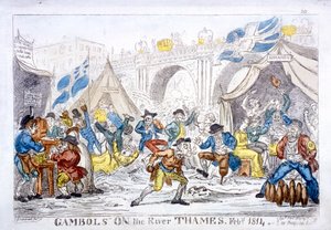 „Gambols na Tamizie, luty, 1814” autorstwa George Cruikshank