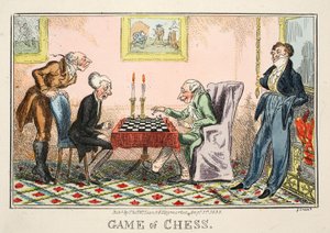 Gra w szachy, wydawnictwo Thomas McLean, 1835 (rycina ręcznie kolorowana) autorstwa George Cruikshank