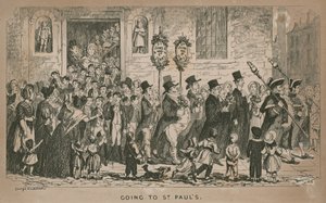 Wejście do katedry św. Pawła, Londyn autorstwa George Cruikshank
