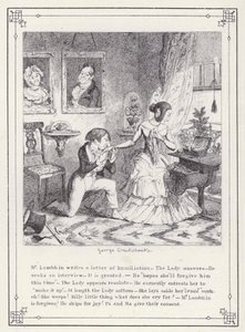Ilustracja do książki Własna licencjata, czyli postępy pana Lambkina (Gent) (rycina) autorstwa George Cruikshank