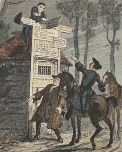 Jack Sheppard Escapes from the Prisoners Cage, ilustracja z książki Jack Sheppard: A Romance autorstwa Williama Harrisona Ainswortha, opublikowana w 1839 r. (akwaforta ręcznie kolorowana) autorstwa George Cruikshank