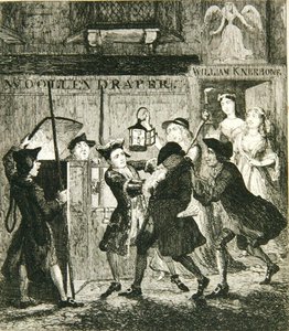 Jack Sheppard oszukany Shotbolt the Gaoler, ilustracja z „Jack Sheppard: A Romance” Williama Harrisona Ainswortha, opublikowana w 1839 (akwaforta) autorstwa George Cruikshank