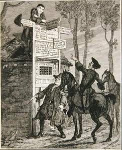 Jack ucieka z klatki w Willesden, ilustracja z „Jack Sheppard: A Romance” Williama Harrisona Ainswortha, opublikowana w 1839 r. (akwaforta) autorstwa George Cruikshank